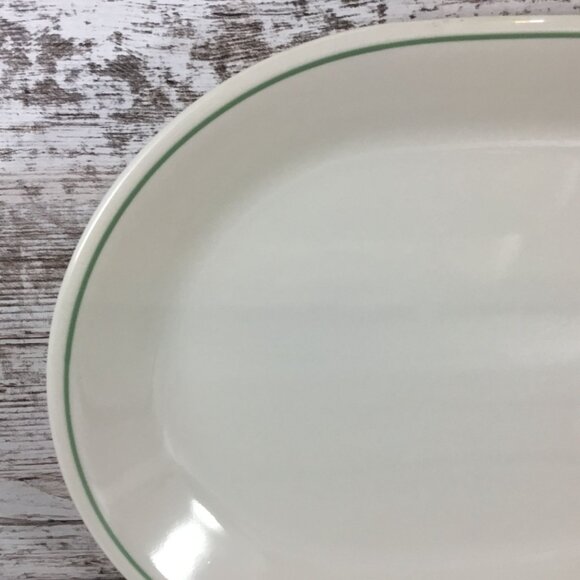 Corelle Summer Blossom 12 1/4" Serving Platter Beige With Green Trim - Picture 2 of 7